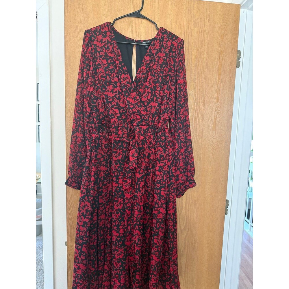 Torrid Chiffon Tie Dress Black / Red Sz 2 (18/20)
